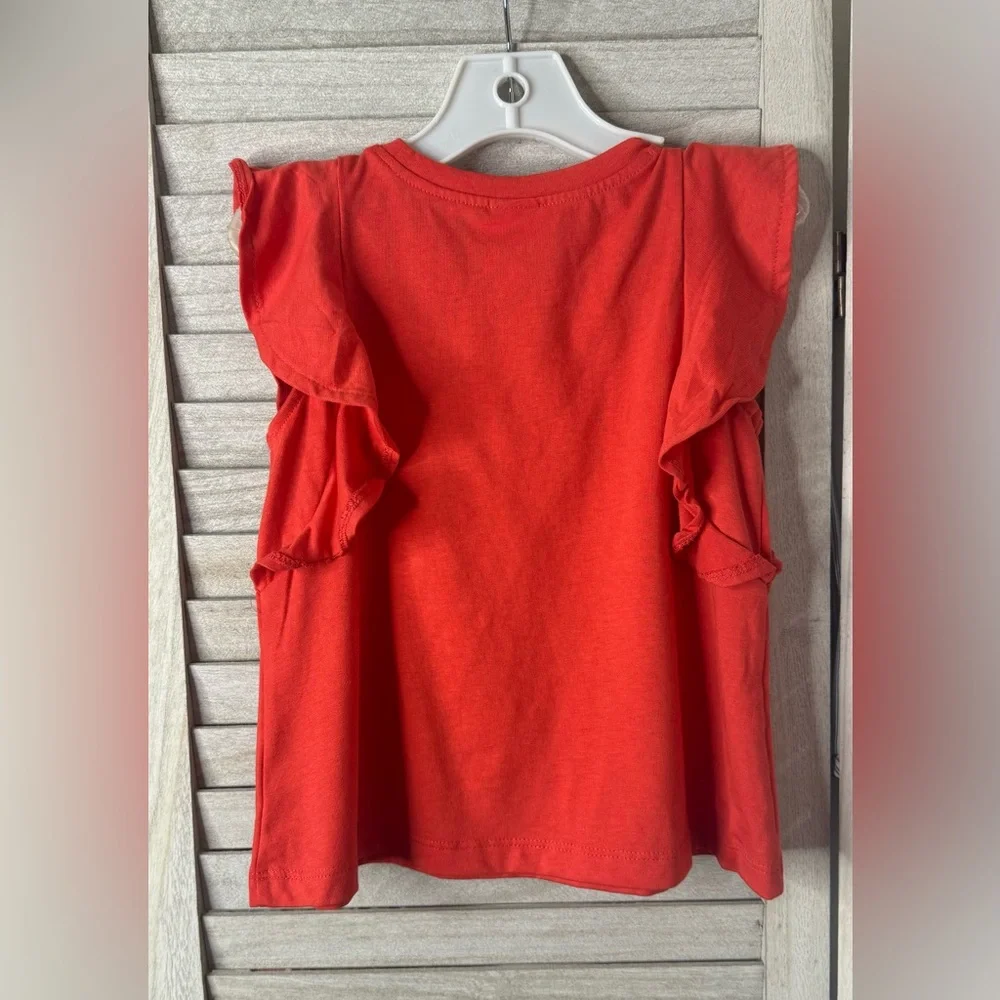 Gymboree Red/Orange Ruffle Sleeve Kids Top. NWT. Size XS. Red/ Orange Color